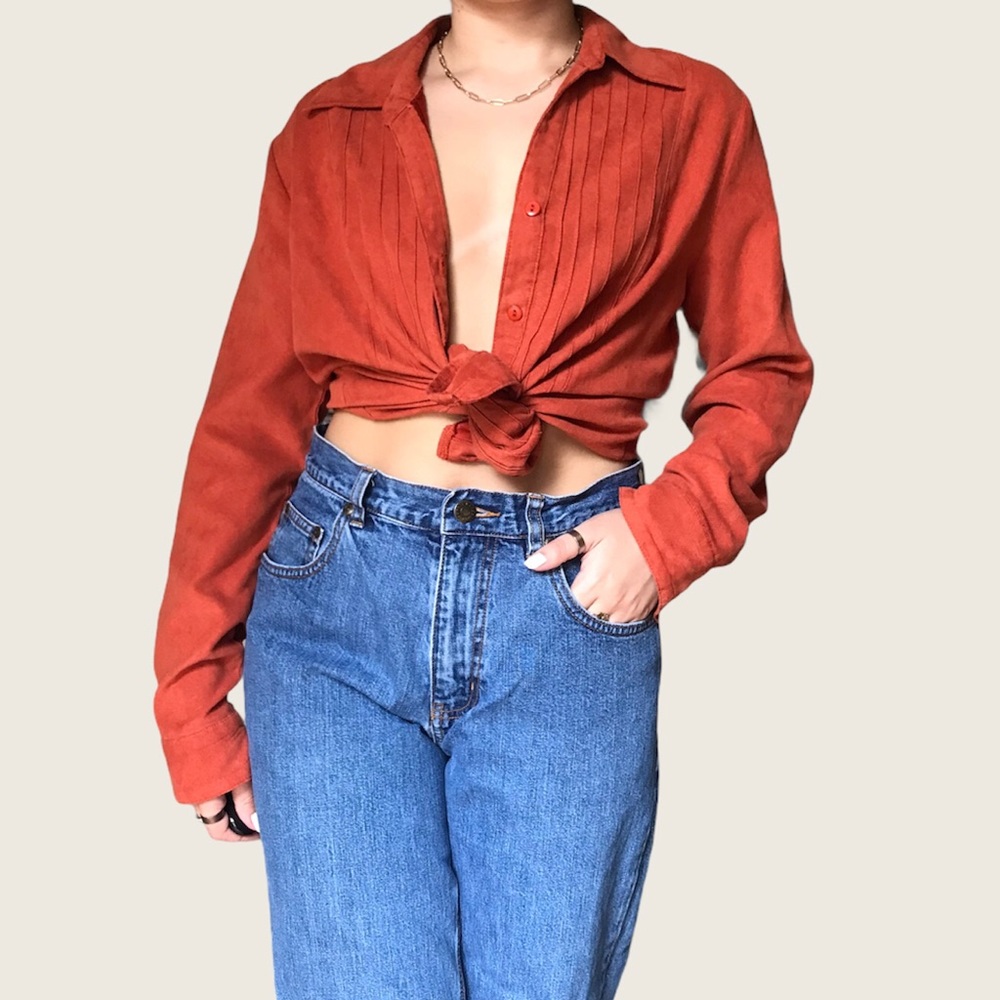 Vintage suede burnt orange button down